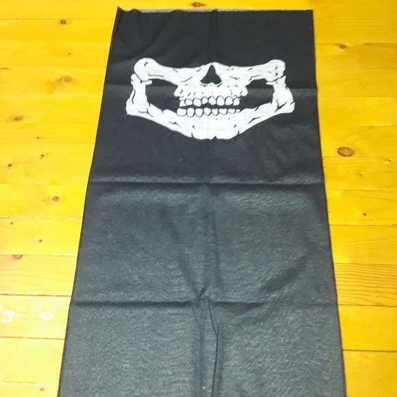 Black & White Skull Biker Ski Mask Neck Warmer O/S - Picture 6 of 7